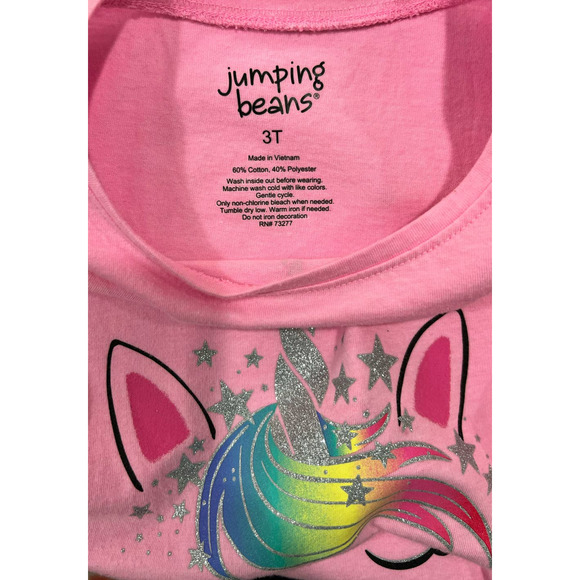 Jumping Beans Girls Pink Unicorn Shirt Size 3T - Picture 2 of 3